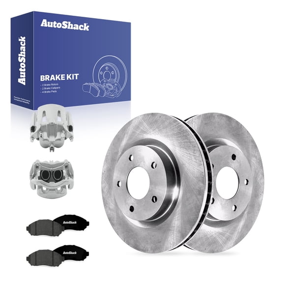 AutoShack Front Brake Rotors, Premium Pads & Calipers for Nissan & Chevrolet, NV200 2013-2021 LEAF 2011-2014 City Express 2015-2018, FWD L4 2.0L - 11.12" (282.5 mm), 5-Lug