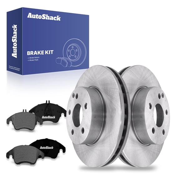AutoShack 11.6" (294.6 mm) Front Vented Brake Rotors + Premium Ceramic Brake Pads | Replacement for 2014 Mercedes-Benz C250 | 6-PC Brake Kit