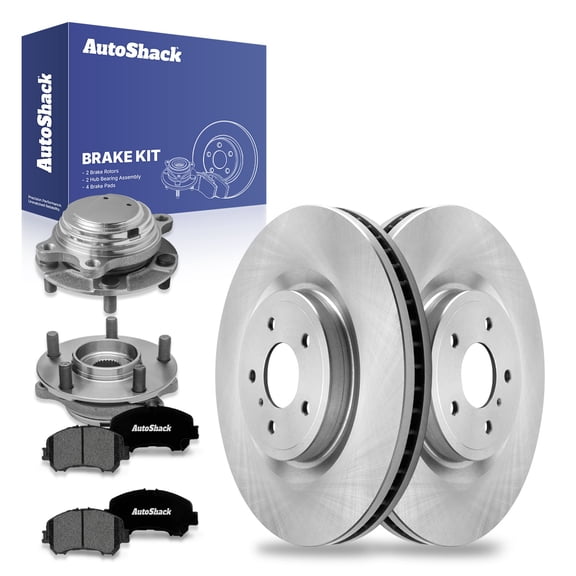AutoShack Front Brake Rotors Premium Ceramic Brake Pads Wheel Bearing Hub Assembly | Replacement for 2018-2020 INFINITI Q60 2021 Q50 3.0L V6 RWD | 8-PC Brake Kit