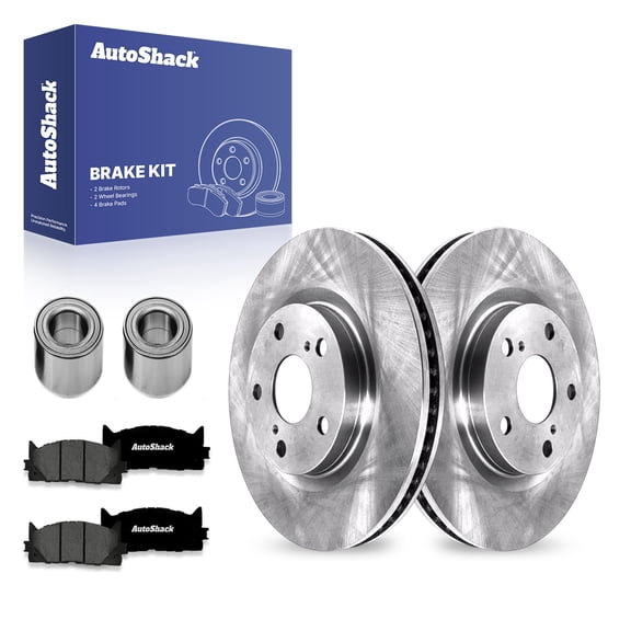 AutoShack Front Brake Rotors Premium Ceramic Brake Pads Wheel Bearing | Replacement for 2007-2017 Toyota Camry 2008-2018 Avalon 2007-2018 Lexus ES350 2013-2018 ES300h 2.4L 2.5L 3.5L V6 FWD