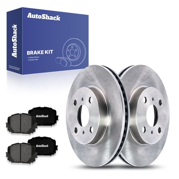 AutoShack 10.04" (255 mm) Front Vented Brake Rotors + Premium Ceramic Brake Pads | Replacement for 2012-2018 Toyota Yaris | 6-PC Brake Kit