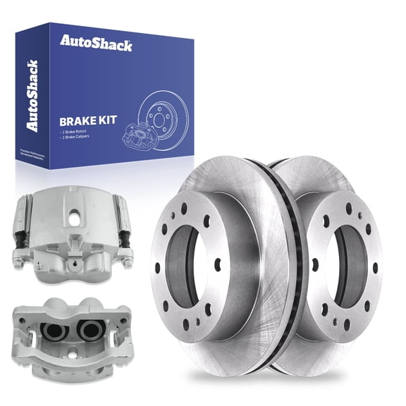 AutoShack Front Brake Rotors Calipers | Replacement for GMC Savana 3500 Sierra 3500 Classic Sierra 3500 HD Chevrolet Express 3500 Silverado 3500 HD 2007 Silverado 3500 Classic | 4-PC Brake Kit