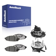 AutoShack Front Ceramic Brake Pads & Hub Bearing Assemblies for Ford & Mercury, Crown Victoria 2005-2011 Grand Marquis 2005-2011, RWD V8 4.6L - 5-Lug, with ABS