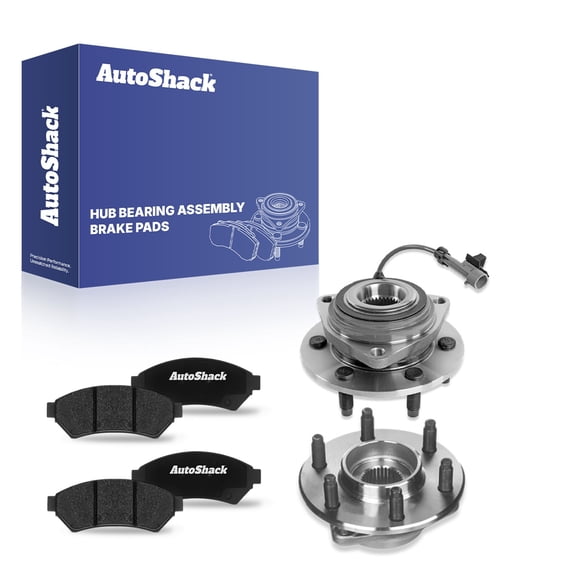 AutoShack Front Ceramic Brake Pads Wheel Hub Bearing Assemblies with ABS | Replacement for 2006-2007 Buick Terraza 2006-2009 Chevrolet Uplander 2006-2007 Saturn Relay | 6-PC