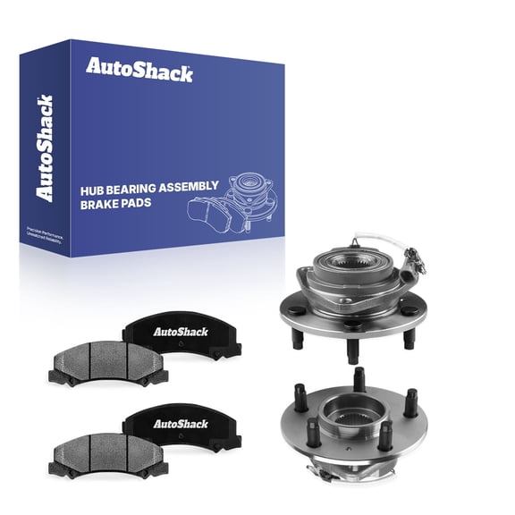 AutoShack Front Ceramic Brake Pads + Wheel Hub Bearing Assemblies with ABS Replacement for 2006-2013 Chevrolet Impala 2006-2011 Buick Lucerne 2006-2011 Cadillac DTS 2008-2009 Buick LaCrosse 6-PC Kit
