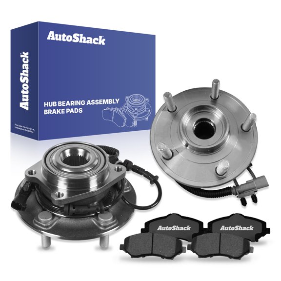 AutoShack Front Ceramic Brake Pads Wheel Hub Bearing Assemblies with ABS | Replacement for 2012-2016 Dodge Grand Caravan 2012-2015 Ram C/V | 6-PC