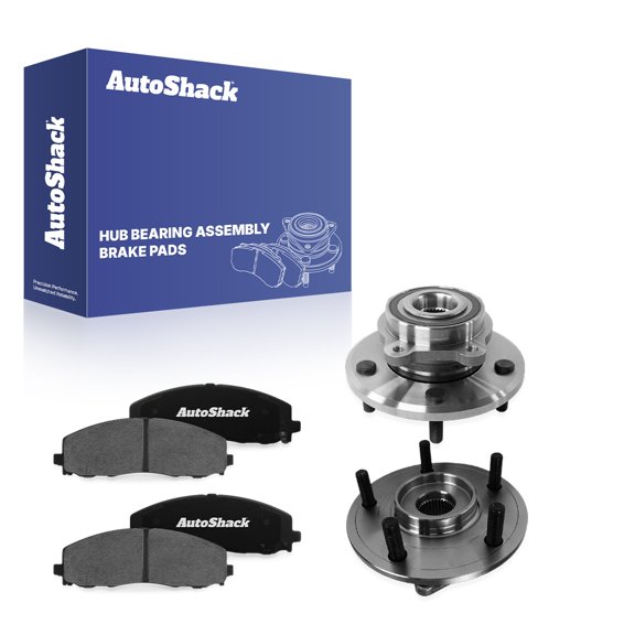 AutoShack Front Ceramic Brake Pads + Wheel Hub Bearing Assemblies with ABS Replacement for 2012-2020 Dodge Journey 6-PC Kit