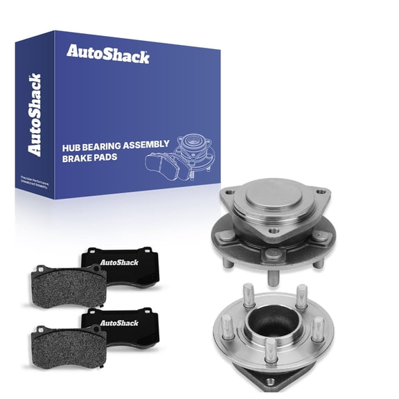 AutoShack Front Ceramic Brake Pads + Wheel Hub Bearing Assemblies with ABS Replacement for 2015-2023 Dodge Charger 2014-2023 Dodge Challenger 2021-2023 Chrysler 300 6-PC Kit