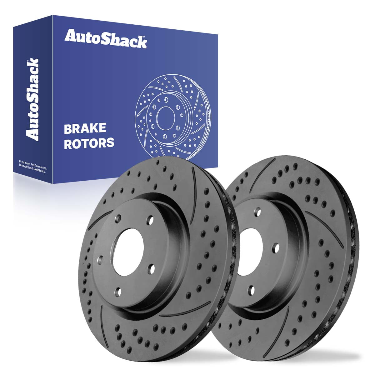 AutoShack Front Brake Rotors for Nissan, Altima 2013-2024, AWD FWD L4 2.0L 2.5L V6 3.5L - Coated Drilled & Slotted - Black Matte Finish - BlackShield - 11.65" (296 mm), 5-Lug