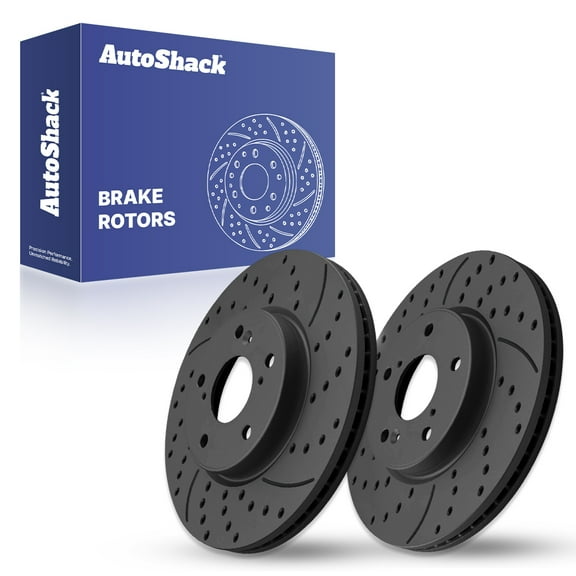 AutoShack 12.28" (312 mm) Front Vented Drilled & Slotted Brake Rotors Coated | Replacement for 2017-2025 Honda CR-V 2018-2024 Honda Accord | Black Matte Finish | 2-PC Set | BlackShield