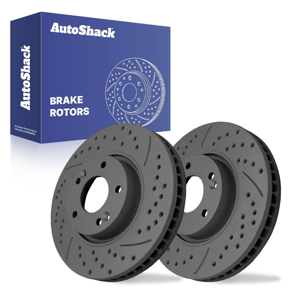 AutoShack Front Brake Rotors for Hyundai & Kia, Sonata 2006-2019 Optima 2011-2020, FWD L4 1.6L 2.0L 2.4L V6 3.3L - Coated Drilled & Slotted - Black Matte Finish - BlackShield - 11.81" (300 mm), 5-Lug