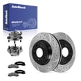 thumbnail image 1 of AutoShack Front Vented Drilled & Slotted E-Coated Brake Rotors + Ceramic Pads + Hub Bearing Assembly 8-PC Brake Kit Replacement for 2006-2013 Chevrolet Impala ShadowGuard 11.93" (303.1 mm), 1 of 5