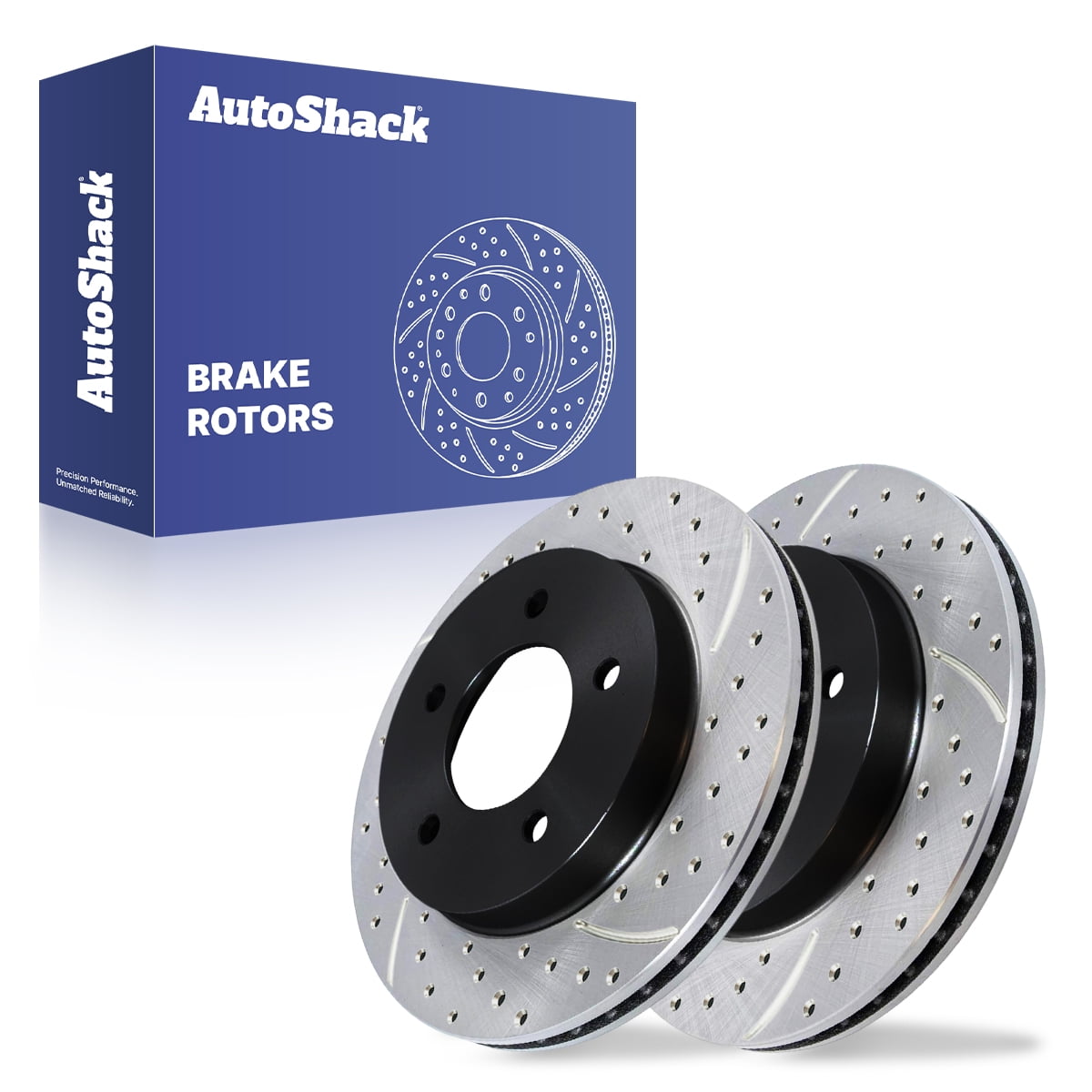 AutoShack Front Brake Rotors for Ford, F-150 1997-2004 F-150 Heritage 2004, 4WD RWD V6 4.2L V8 4.6L 5.4L - E-Coated Drilled & Slotted - ShadowGuard - 12.13" (308 mm), 5-Lug