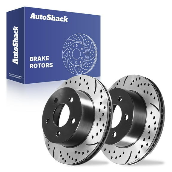 AutoShack Front Brake Rotors for Jeep, Wrangler 1999-2006 Cherokee 1999-2001 TJ 1999-2006, 4WD RWD L4 2.4L 2.5L L6 4.0L - E-Coated Drilled & Slotted - ShadowGuard - 11.04" (280.3 mm), 5-Lug