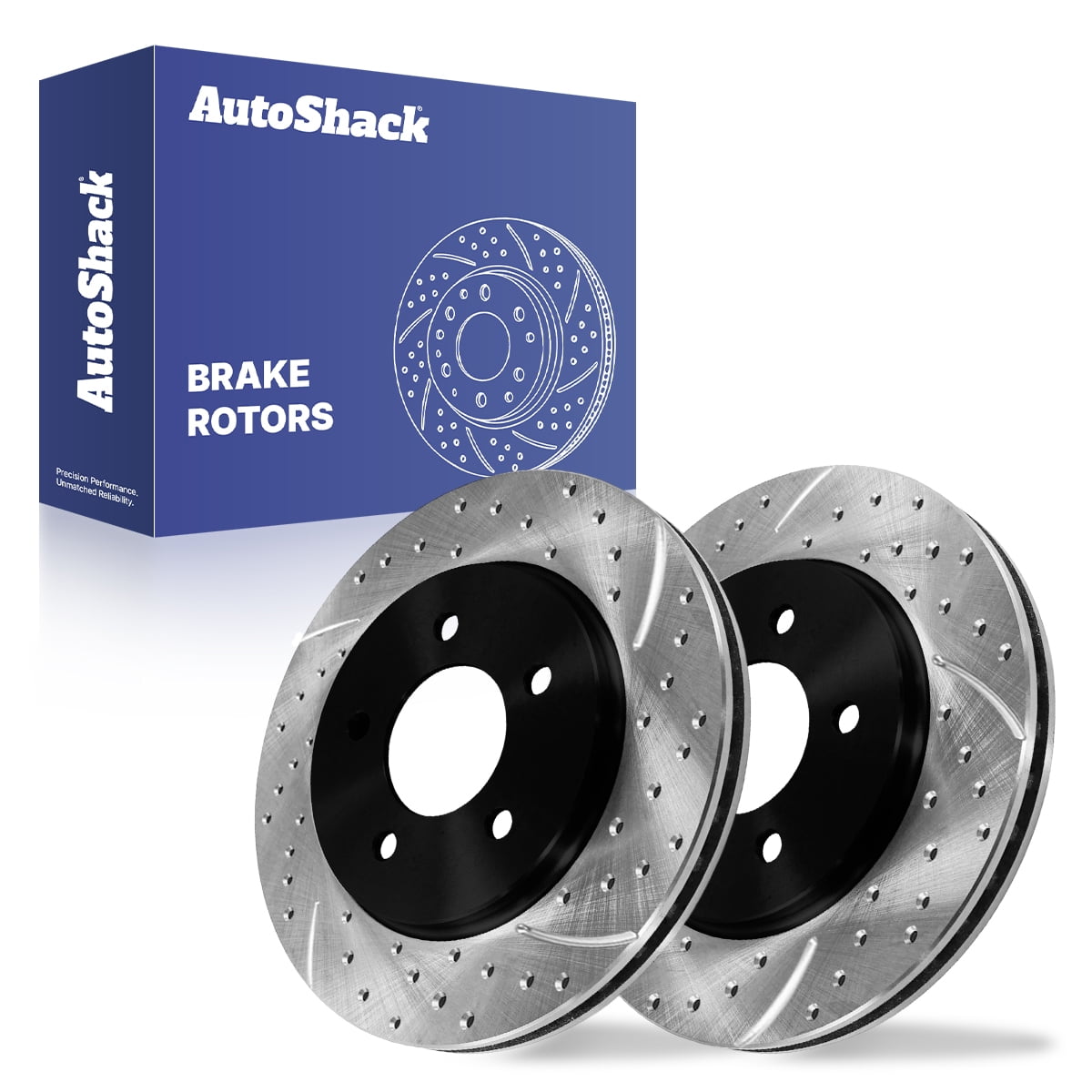 AutoShack Front Brake Rotors for Dodge & Chrysler, Grand Caravan 2001-2007 Town & Country 2001-2007, FWD AWD V6 3.3L 3.8L - E-Coated Drilled & Slotted - ShadowGuard - 11.06" (281 mm), 5-Lug