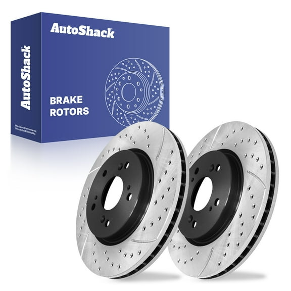 AutoShack 11.65" (296 mm) Front Vented Drilled & Slotted Brake Rotors E-Coated | Replacement for 2007-2016 Honda CR-V 2007-2012 Acura RDX 2012-2015 Honda Crosstour | 2-PC Set | ShadowGuard
