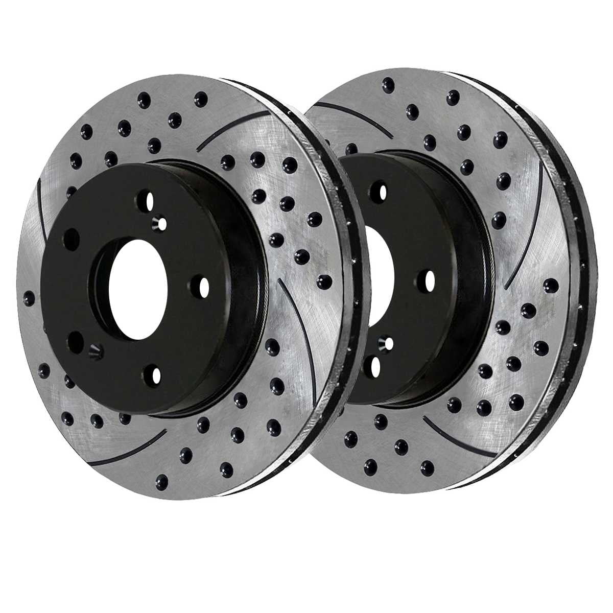 AutoShack Front Drilled Slotted Brake Rotors Black Pair of 2 Driver and  Passenger Side Replacement for Acura Legend Integra RL TL Isuzu Oasis ...
