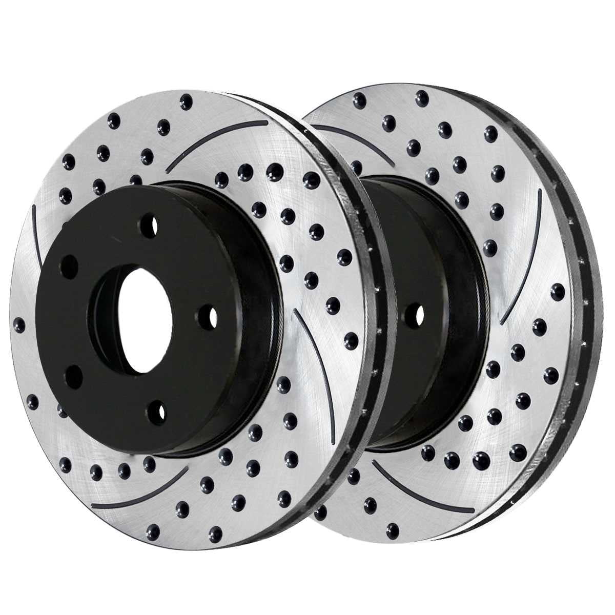 AutoShack Black Hat Drilled and Slotted Brake Rotors Front Brake Rotor Replacement Kit for Oldsmobile Bravada Isuzu Hombre Chevrolet S10 1997-2005 Blazer 1998-2004 GMC Sonoma 1998-2005 Jimmy PR65049LR