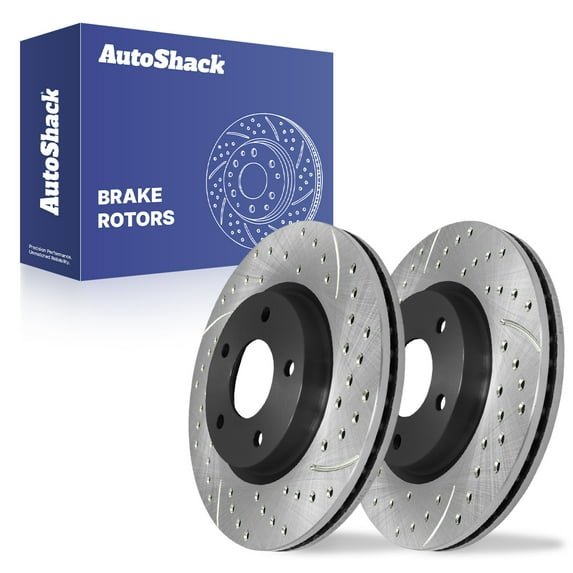 AutoShack Front Vented Drilled & Slotted E-Coated Brake Rotors 2-PC Set Replacement for 2007-2017 Jeep Patriot 2007-2017 Jeep Compass 2008-2014 Dodge Avenger ShadowGuard 11.57" (294 mm)