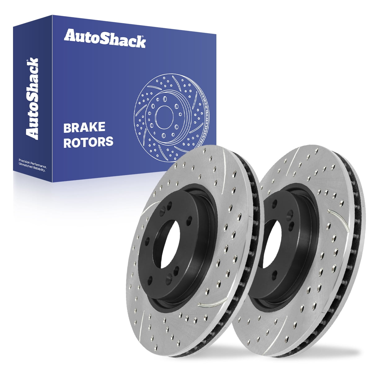 AutoShack Front Brake Rotors for Hyundai & Kia, Sonata 2006-2019 Optima 2011-2020, FWD L4 1.6L 2.0L 2.4L V6 3.3L - E-Coated Drilled & Slotted - ShadowGuard - 11.81" (300 mm), 5-Lug