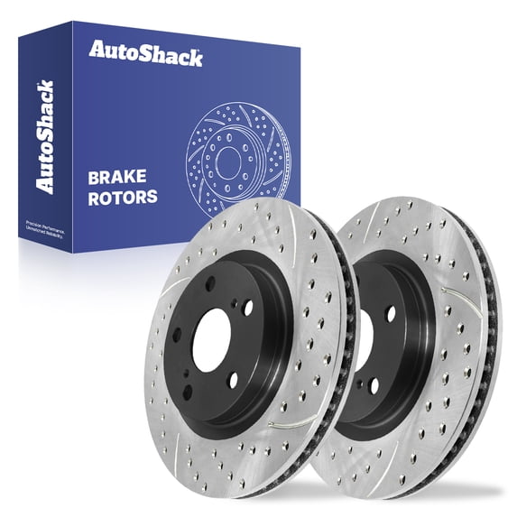 AutoShack Front Brake Rotors for Toyota & Lexus, Camry 2007-2017 RAV4 2006-2018 ES350 2007-2018, FWD AWD 4WD L4 2.4L 2.5L V6 3.5L - E-Coated Drilled & Slotted - ShadowGuard - 11.65" (296 mm), 5-Lug