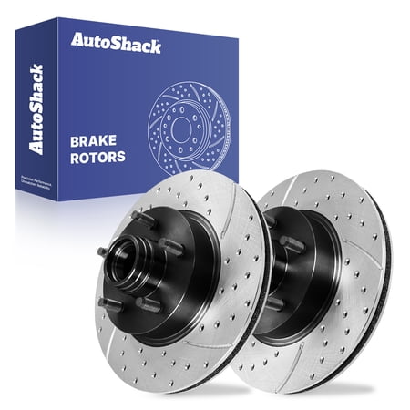 AutoShack Front Brake Rotors for Ford, Ranger 1998-2009 Explorer 1995-2001, RWD L4 2.3L 2.5L V6 3.0L 4.0L V8 5.0L - E-Coated Drilled & Slotted - ShadowGuard - 11.26" (286 mm), 5-Lug