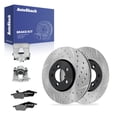 thumbnail image 1 of AutoShack Front Vented Drilled & Slotted E-Coated Brake Rotors + Ceramic Pads + Calipers 8-PC Brake Kit Replacement for 2002-2004 Volkswagen Jetta 2002 Volkswagen Golf ShadowGuard 11.33" (287.7 mm), 1 of 5