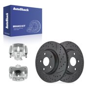 AutoShack Front Brake Rotors & Calipers for Scion & Toyota, xB 2008-2015 Prius V 2012-2017, FWD L4 1.8L 2.4L - Coated Drilled & Slotted - Black Matte Finish - BlackShield - 10.85 275.5 mm, 5-Lug
