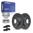 thumbnail image 1 of AutoShack Front Brake Rotors, Ceramic Pads & Calipers for Dodge, Dakota 2005-2008, 4WD RWD V6 3.7L V8 4.7L - Coated Drilled & Slotted - Black Matte Finish - BlackShield - 12.28" (312 mm), 5-Lug, 1 of 5