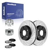 AutoShack Front Brake Rotors, Ceramic Pads & Calipers for Scion & Toyota, xB 2008-2015 Prius V 2012-2017, FWD L4 1.8L 2.4L - E-Coated Drilled & Slotted - ShadowGuard - 10.83 275 mm, 5-Lug