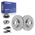 thumbnail image 1 of AutoShack Front Vented Drilled & Slotted Silver Zinc Coated Brake Rotors + Ceramic Pads + Hub Bearing Assembly 8-PC Brake Kit Replacement for 2015-2018 VW Golf SilverShield Pro 11.34" (288 mm), 1 of 5