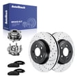 thumbnail image 1 of AutoShack Front Brake Rotors, Ceramic Pads & Hub Bearing Assemblies for Dodge, Charger 2007-2023, AWD V6 3.5L 3.6L V8 5.7L - E-Coated Drilled & Slotted - ShadowGuard - 13.58" (345 mm), 5-Lug, 1 of 5