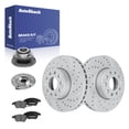thumbnail image 1 of AutoShack Front Vented Drilled & Slotted Coated Brake Rotors Silver Matte Finish + Premium Ceramic Pads + Hub Bearing Assembly 8-PC Brake Kit Replacement for 2009 Audi A3 TurboGuard 11.33" (287.8 mm), 1 of 4