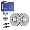 thumbnail image 1 of AutoShack Front Vented Drilled & Slotted Silver Zinc Coated Brake Rotors + Premium Ceramic Pads + Calipers 8-PC Brake Kit Replacement for 2004 Honda Civic SilverShield Pro 10.31" (261.9 mm), 1 of 5
