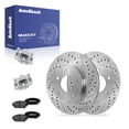 thumbnail image 1 of AutoShack Front Vented Drilled & Slotted Silver Zinc Coated Brake Rotors + Premium Ceramic Pads + Calipers 8-PC Brake Kit Replacement for 2014-2016 Mazda 3 SilverShield Pro 11.02" (279.8 mm), 1 of 5