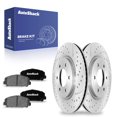 thumbnail image 1 of AutoShack Front Drilled & Slotted Brake Rotors Ceramic Brake Pads | Replacement for INFINITI QX56 2007-2010 Nissan TITAN 2007-2011 Armada V8 RWD | Zinc Coated | 6-PC Brake Kit | SilverShield Pro, 1 of 6