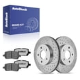 thumbnail image 1 of AutoShack Front Drilled & Slotted Brake Rotors Ceramic Brake Pads | Replacement for 2007-2010 Chevrolet Cobalt 2007-2010 Pontiac G5 2.2L FWD | Silver Zinc Coated | 6-PC Brake Kit | SilverShield Pro, 1 of 4
