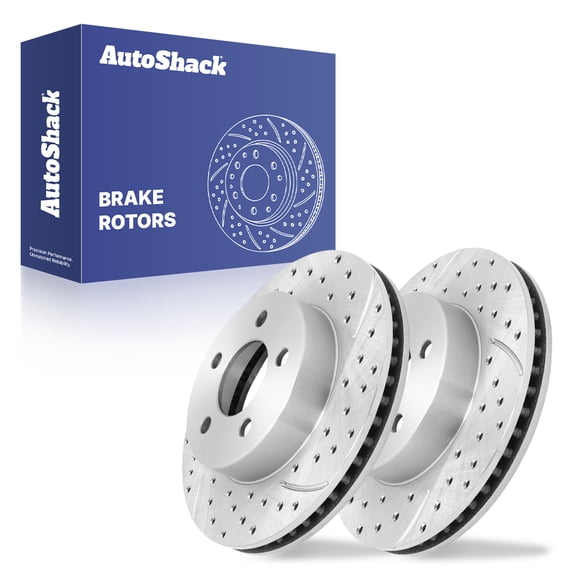 AutoShack Front Brake Rotors for Jeep, Liberty 2002-2007, 4WD RWD L4 2.4L 2.8L V6 3.7L - Silver Zinc Coated Drilled & Slotted - SilverShield Pro - 11.32" (287.6 mm), 5-Lug