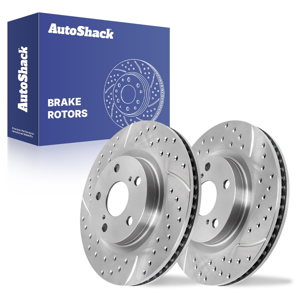 AutoShack Front Brake Rotors for Toyota & Scion, RAV4 2006-2018 xB 2008-2015, FWD AWD 4WD L4 2.4L 2.5L - Silver Zinc Coated Drilled & Slotted - SilverShield Pro - 10.83" (275 mm), 5-Lug