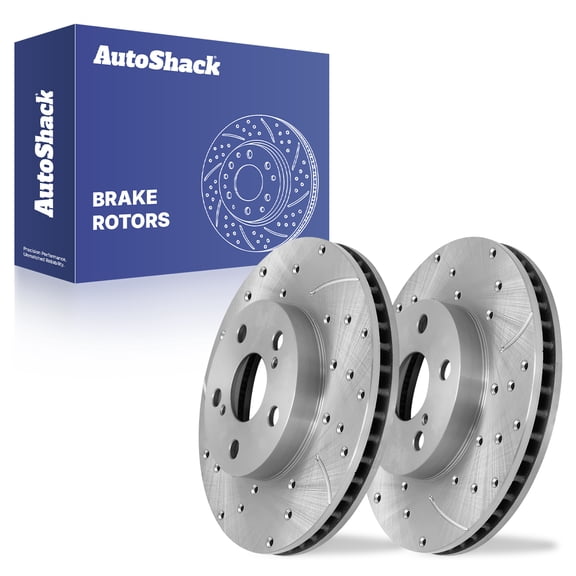 AutoShack Front Brake Rotors for Toyota & Lexus, Prius 2010-2015 CT200h 2011-2017, FWD L4 1.8L - Silver Zinc Coated Drilled & Slotted - SilverShield Pro - 10.04" (255 mm), 5-Lug
