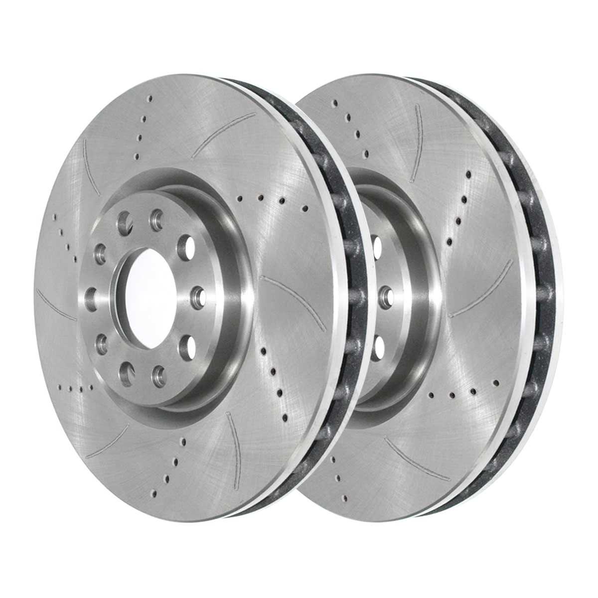 AutoShack Front Drilled Slotted Brake Rotors Silver Pair of 2 Driver