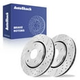 thumbnail image 1 of AutoShack Front Vented Drilled & Slotted Silver Zinc Coated Brake Rotors 2-PC Set Replacement for 2008-2016 Dodge Grand Caravan 2008-2016 Chrysler Town & Country SilverShield Pro 11.89" (302 mm), 1 of 5