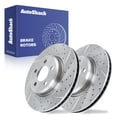thumbnail image 1 of AutoShack Front Brake Rotors for Dodge, Charger 2006-2023, RWD AWD V6 2.7L 3.5L 3.6L V8 5.7L 6.2L 6.4L - Silver Zinc Coated Drilled & Slotted - SilverShield Pro - 12.6" (320 mm), 5-Lug, 1 of 5