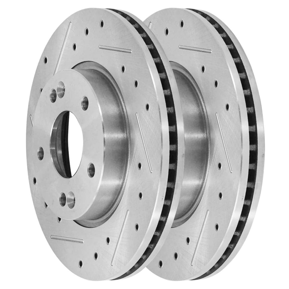 AutoShack Front Drilled Slotted Brake Rotors Silver Pair of 2 Driver and Passenger Side Replacement for Hyundai Veloster Kona Venue Elantra Coupe Elantra GT Kia Soul Seltos Forte5 AWD FWD PR41586DSZPR