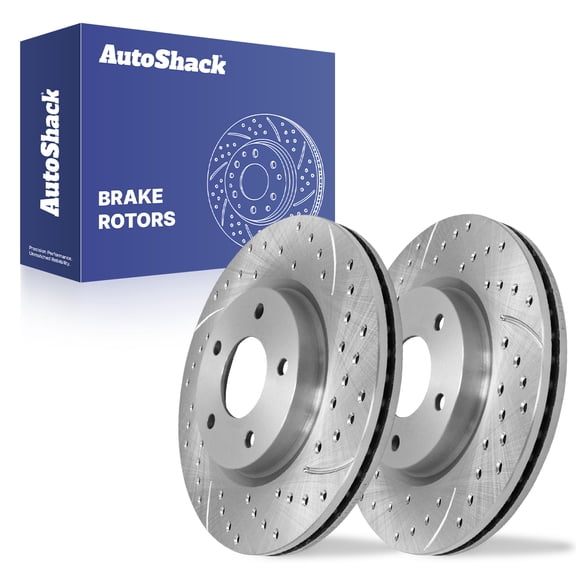 AutoShack 11.57" (294 mm) Front Vented Drilled & Slotted Brake Rotors Coated | Replacement for 2007-2017 Jeep Patriot 2007-2017 Jeep Compass | Silver Zinc Coated | 2-PC Set | SilverShield Pro