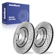 thumbnail image 1 of AutoShack Front Brake Rotors for Toyota, Highlander 2008-2019 Sienna 2011-2020, AWD FWD L4 2.7L V6 3.3L 3.5L - Silver Zinc Coated Drilled & Slotted - SilverShield Pro - 12.91" (328 mm), 5-Lug, 1 of 5