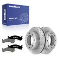 thumbnail image 1 of AutoShack Front Vented Drilled & Slotted Silver Zinc Coated Brake Rotors + Premium Ceramic Pads 6-PC Brake Kit Replacement for 2003-2017 Chevrolet Express 3500 SilverShield Pro 12.8" (325 mm), 1 of 5