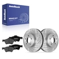 thumbnail image 1 of AutoShack Front Vented Drilled & Slotted Silver Zinc Coated Brake Rotors + Premium Ceramic Pads 6-PC Brake Kit Replacement for 2005-2010 Ford Escape SilverShield Pro 11.93" (303 mm), 1 of 4