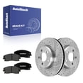 thumbnail image 1 of AutoShack Front Vented Drilled & Slotted Silver Zinc Coated Brake Rotors + Premium Ceramic Pads 6-PC Brake Kit Replacement for 2006-2023 Dodge Charger SilverShield Pro 12.6" (320 mm), 1 of 5