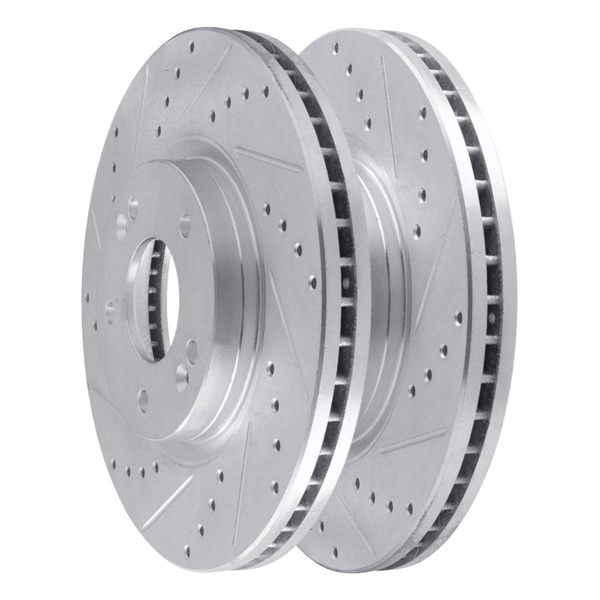 AutoShack Front Drilled and Slotted Brake Rotors Silver and Performance Ceramic Pads Set Pair of 2 Driver and Passenger Side Replacement for 2並行輸入 PR44351DSCPR - Front TurboGuard Coated Drilled Slotted Silver